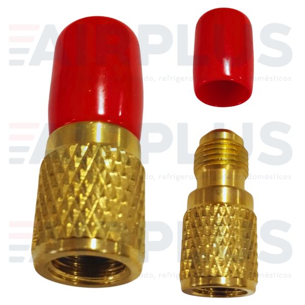 ADAPTADOR VALVULA DE CARGA DE 1/4 HEMBRA A 5/16 MACHO, MANGUERA R410